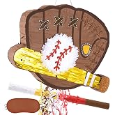 WERNNSAI Baseball Pi&ntilde;ata - Baseball Birthday Decorations, Baseball Gloves | Pull String Pi&ntilde;ata with Blindfold Bat, Sports Birthday Party Decorations for Boys Kids, Family Games Party Supplies