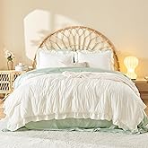 Litanika King Comforter Set Ivory, 3 Pieces Ruffle Farmhouse Aesthetic Bedding Comforter Set, Lightweight Fluffy Microfiber Bed Set (104x90In Comforter, 2 Pillowcases)