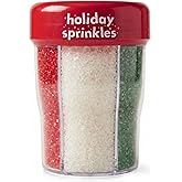Holiday Sanding Sugar 3-Cell Bottle - Red, Green & White Christmas Decorating Sugar Crystals – 9.7oz Sparkling Baking Sprinkl