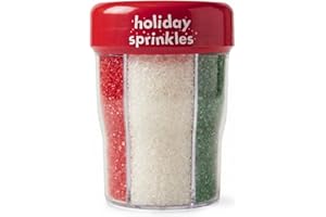 TABOOM Holiday Sanding Sugar 3-Cell Bottle - Red, Green & White Christmas Decorating Sugar Crystals – 9.7oz Sparkling Baking Sprinkles for Cookies, Cupcakes, Gingerbread, Cakes & Holiday Treats