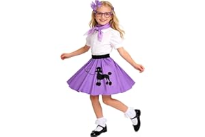 SCYPRUTH 50s Outfit for Girls Poodle Skirt Costume Set for Halloween Birthday Party