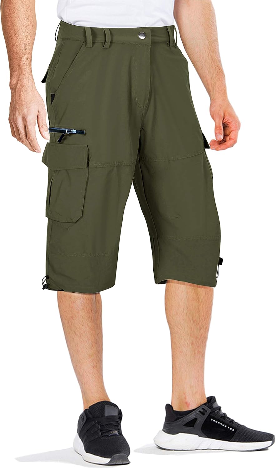 Men's Fast Dry Work Shorts Outdoor 3/4 Capri Pants Zipper