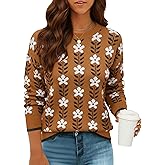 GraceSelect Women's Spring Pullover Sweater Long Sleeve Oversized Printed Cute Crewneck Knitted Top 2026 Trendy Fashion