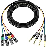 EBXYA 4 Channel 1/4 Inch TRS to XLR Snake Cables,Recording Snake Cable | 6.35mm Jack Stereo Audio Balanced Line to XLR Microphone Cables,3 Feet 1 Pack