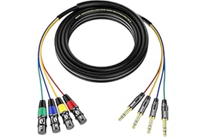 EBXYA 4 Channel 1/4 Inch TRS to XLR Snake Cables - 6.35mm Jack Stereo Audio Balanced Line to XLR Microphone Cables, 3 Feet 1 Pack