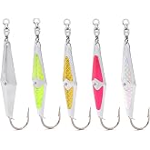 CLARKSPOON Spoon-Squid Precision Fishing Spoon for Spanish Mackerel, Bluefish, Tuna, Atlantic Bonito, &amp; More! - Size 0 Spoon-Squid w/Ball Bearing Swivel - 5 Pack Assortment