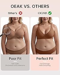OEAK Womens Deep V Bras Wireless Comfortable Bra