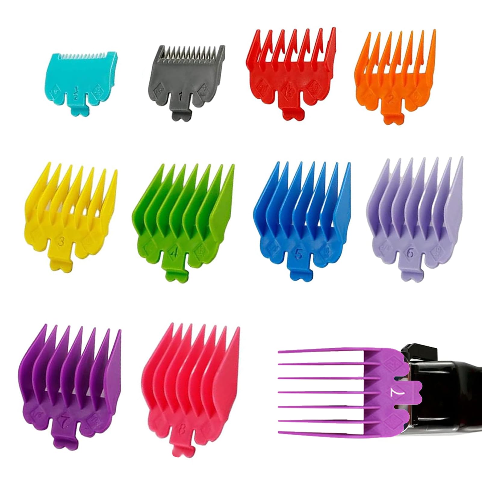 10PCS Hair Clipper Limit Replacement Comb Professional Hair Clipper Attachments Portable Trimmer Replacement Guide Combs for Hairdressing Salons and Home for Wahl for Most Clippers Trimmers