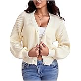 SHENHE Women's Cardigan Sweater Casual Button Down Long Sleeve V Neck Knitwear Cardigan Top