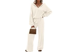 PRETTYGARDEN Women's 2 Piece Spring Lounge Sets 2026 Zip Up Hoodie Wide Leg Pants Tracksuit Matching Travel Outfits Clothes