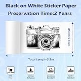 Phomemo Sticker Paper 53mm x 3.5m Black on White 3 Rolls M02X/T02/M02L/Q02 view 2