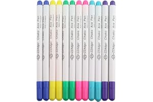 bouti1583 Disappearing Ink Fabric Marker Pen for Sewing Art Washable Art and Lettering 12PCS 6 Color Vanishing Air Erasable Pen