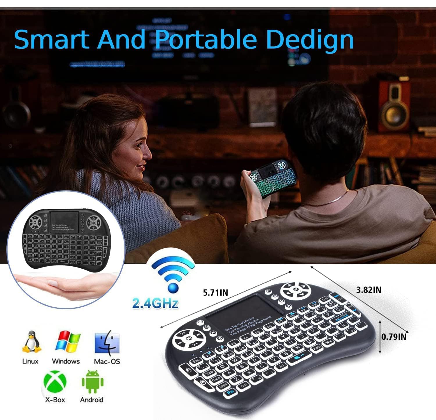 Mua 2.4GHz Backlit Mini Keyboard Touchpad Mouse, Mini Wireless Keyboard ...