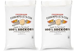 CookinPellets 40-Pound Premium Genuine Hickory Hardwood Grill Smoker Wood Pellets, No Bark, Fillers, and Flavor Oils, for Meat and Veggies (2 Pack)
