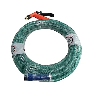 Pepper Agro Heavy Duty Braided Hose with Brass Spray Gun for Car Wash & Gardening 10 Meters