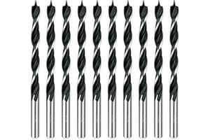DelitonGude 3/16'' Brad Point Drill Bit Set,10 Pcs Drill Bit Set with Double Flutes for Hardwood,Plywood,Plastic Round Holes 