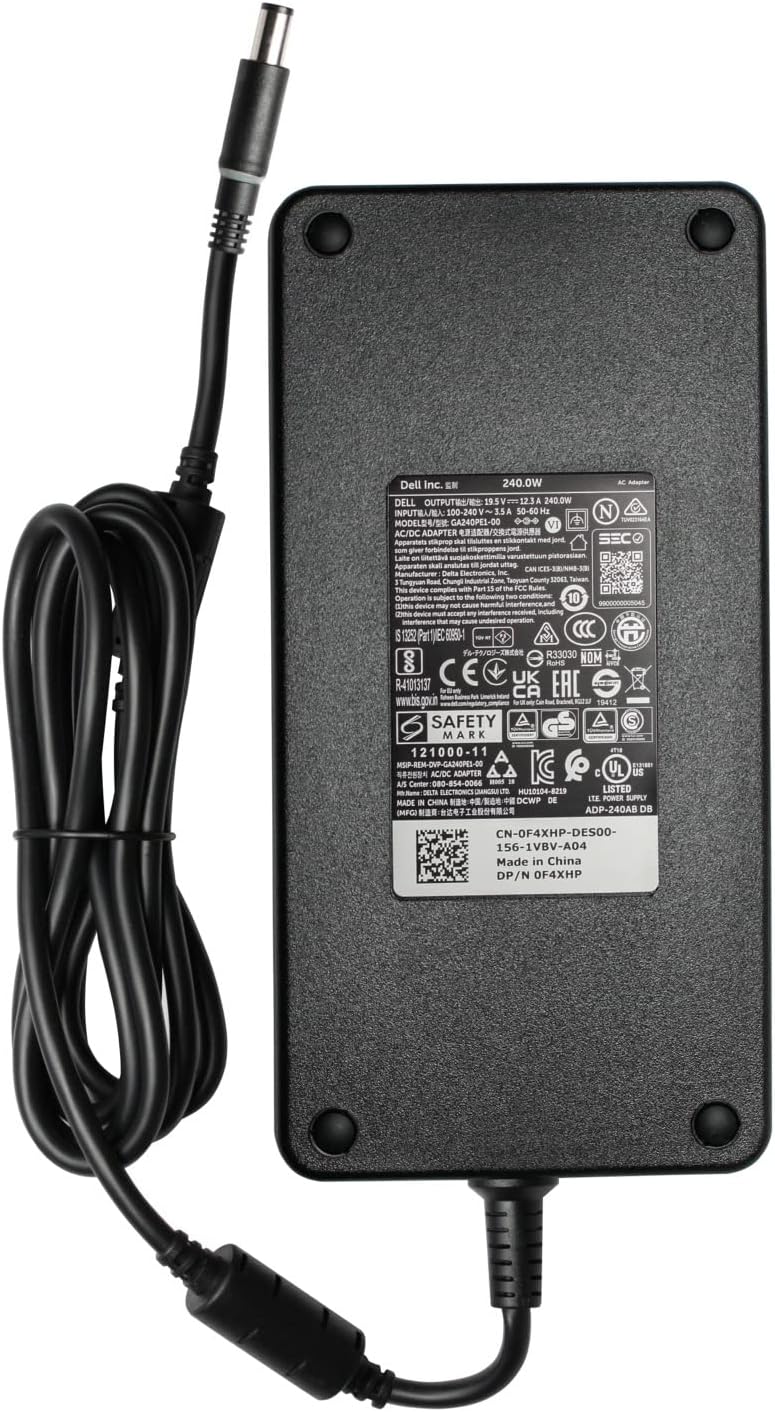 Dell 240W AC Power Adapter Charger Cord for Laptops 20V 12A 7.4x5.0mm Pin