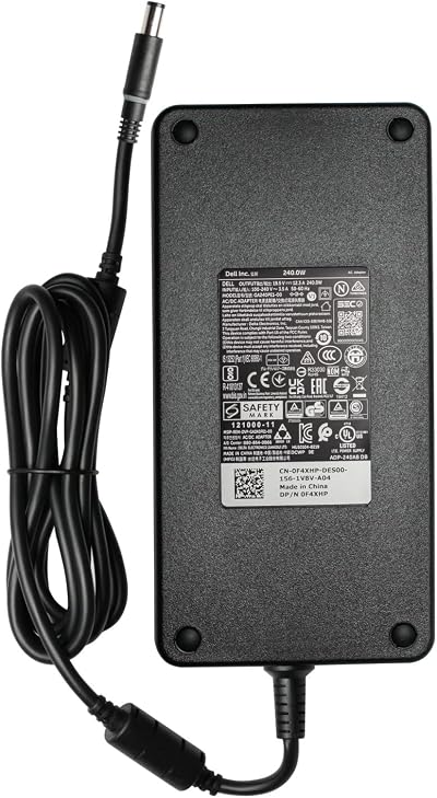 Dell 240W AC Power Adapter Charger Cord for Laptops 20V 12A 7.4x5.0mm Pin
