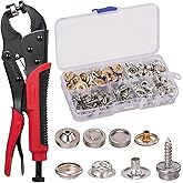 Spurtar Heavy Duty Snap Button Kit Adjustable Snaps and Fasteners Kit with 3 Dies and 40 Sets 15mm Buttons for Boat Cover Lea