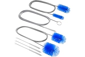 AURAMEILON 6Pcs Flexible Drain Brush 78 Inch Pipe Cleaning Brush 63 Inch Drain Cleaner Brush 59 Inch Hose Brush and 3 Pcs 9 Inch Straw Cleaner Brush for Straws Kitchen Sink Plumbing and Shower Drain Tube(Blue)