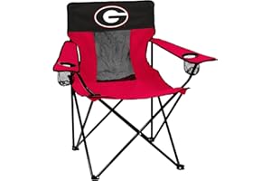 Logo Brands NCAA Georgia Bulldogs Elite Portable Chair - Premium Outdoor Chair with Cup Holder, Powder-Coated Steel Frame, Lightweight and Portable for Tailgating,and Sporting Events