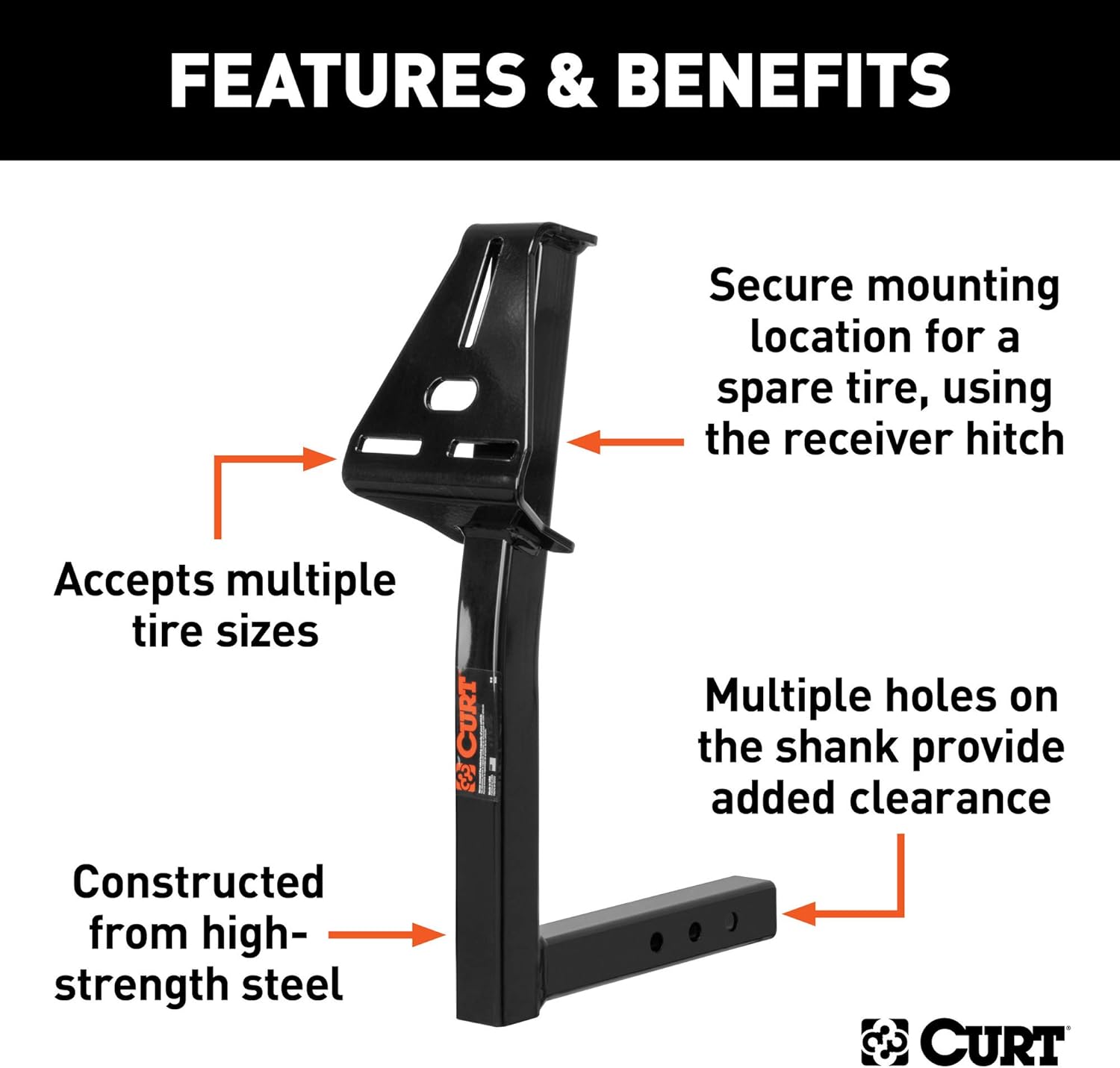CURT 31006 24-Inch High Trailer Hitch Spare Tire Mount for 2-inch Receiver: Automotive