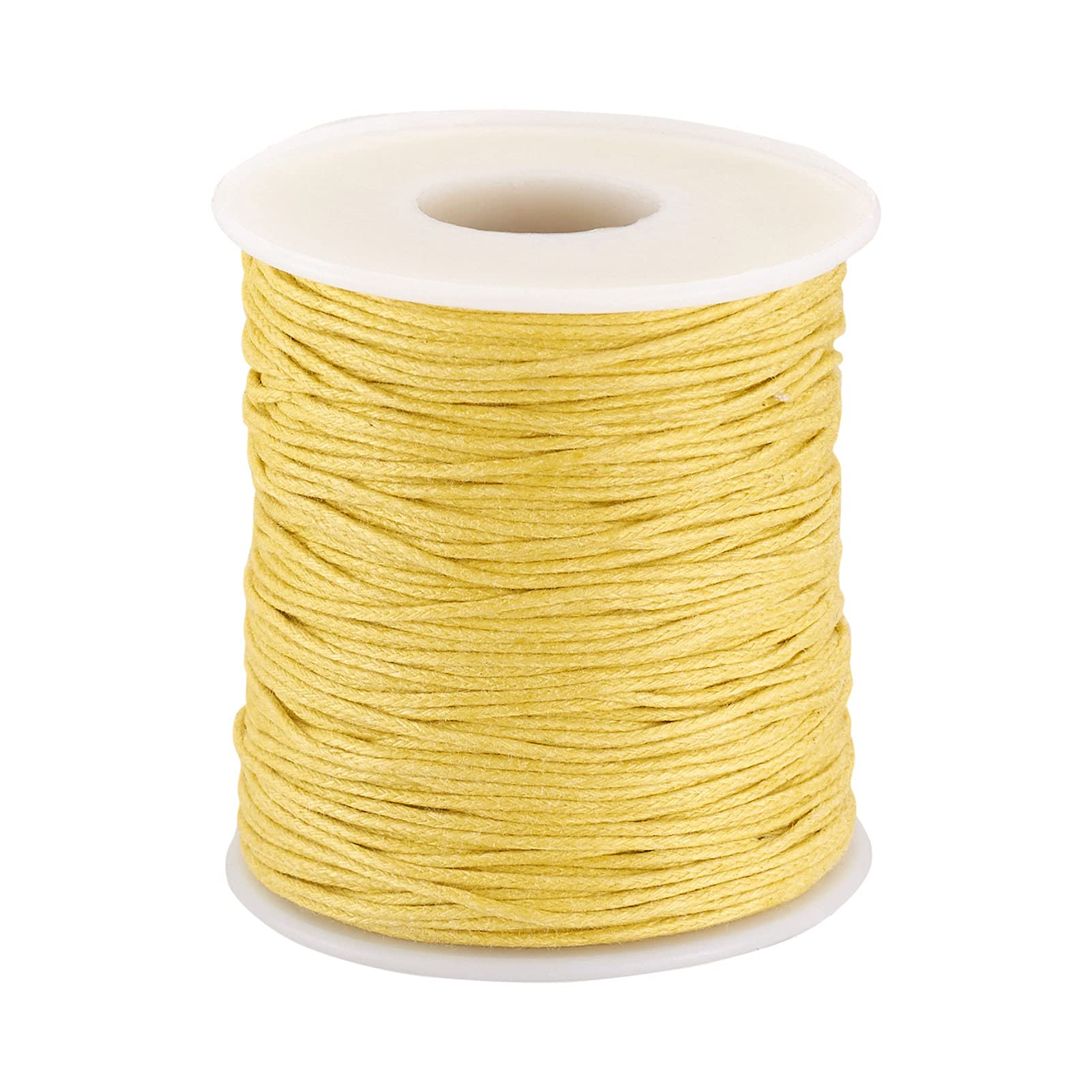 PandaHall 100 Yards/Roll Braided Cotton Cord 1mm Waxed Cotton Cord String for DIY Jewelry Making(Gold)