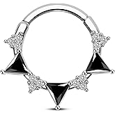 CM Crareesi Mania Septum Rings 316L Stainless Steel Septum Piercing Jewelry Black CZ Septum Jewelry for Women Clear CZ Daith Piercing Jewelry Daith Earrings