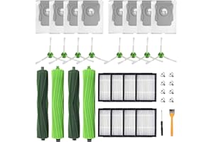 BYOFI Replacement Parts Accessories for Roomba i1+ i7/i7+ i3+ i4+i6+ i8+ J7+/Plus E5 E6 E7,I & E & J Series Vacuum Cleaner,2 Set Roller Brushes & 8 Filters & 8 Side Brushes & 8 dust Bags