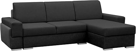 Mb Moebel Kleine Ecksofa Sofa Eckcouch Couch Mit Schlaffunktion Und Zwei Bettkasten Ottomane L Form Wohnlandschaft Bruno Schwarz Ecksofa Rechts Amazon De Kuche Haushalt