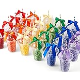 Patelai 30 Set Classroom Birthday Gifts Include Rainbow Plastic Cups with Dome Lids Colorful Straws Decorative Bows and Raffia Birthday Cups for Students Reward Prize Classroom Party Supplies