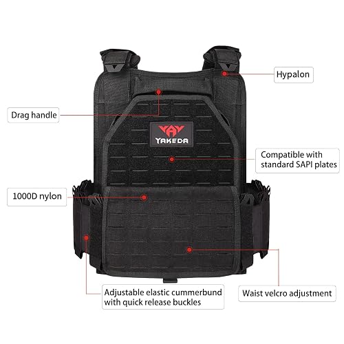 Yakeda Tactisch Vest Mannen Multicam - Licht Modulair 1000D Nylon Met Snelsluiting Zwart 38
