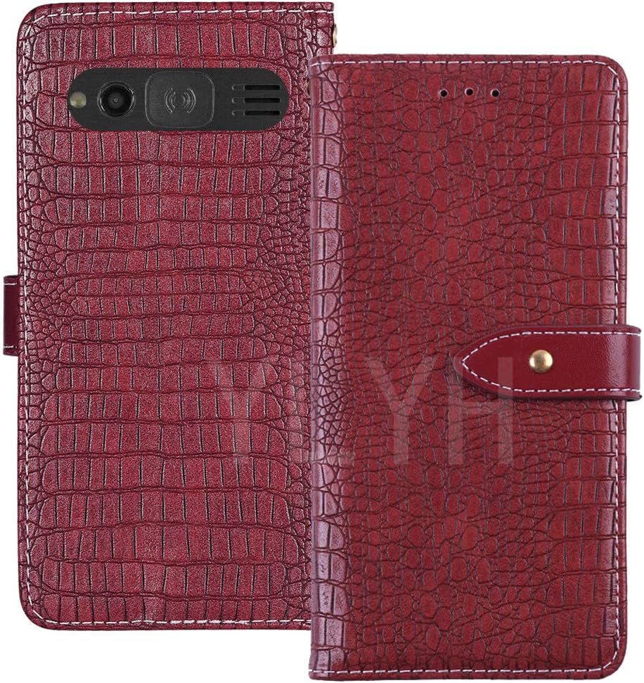TienJueShi Red Flip Stand Leather TPU Silicone Phone Gel Case For Doro