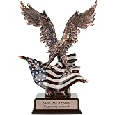 Same Day Awards Americana Eagle Trophy | Custom Engraved Patriotic Recognition Award for Military and Service Leadership, Military, Veteran and Retirement Awards