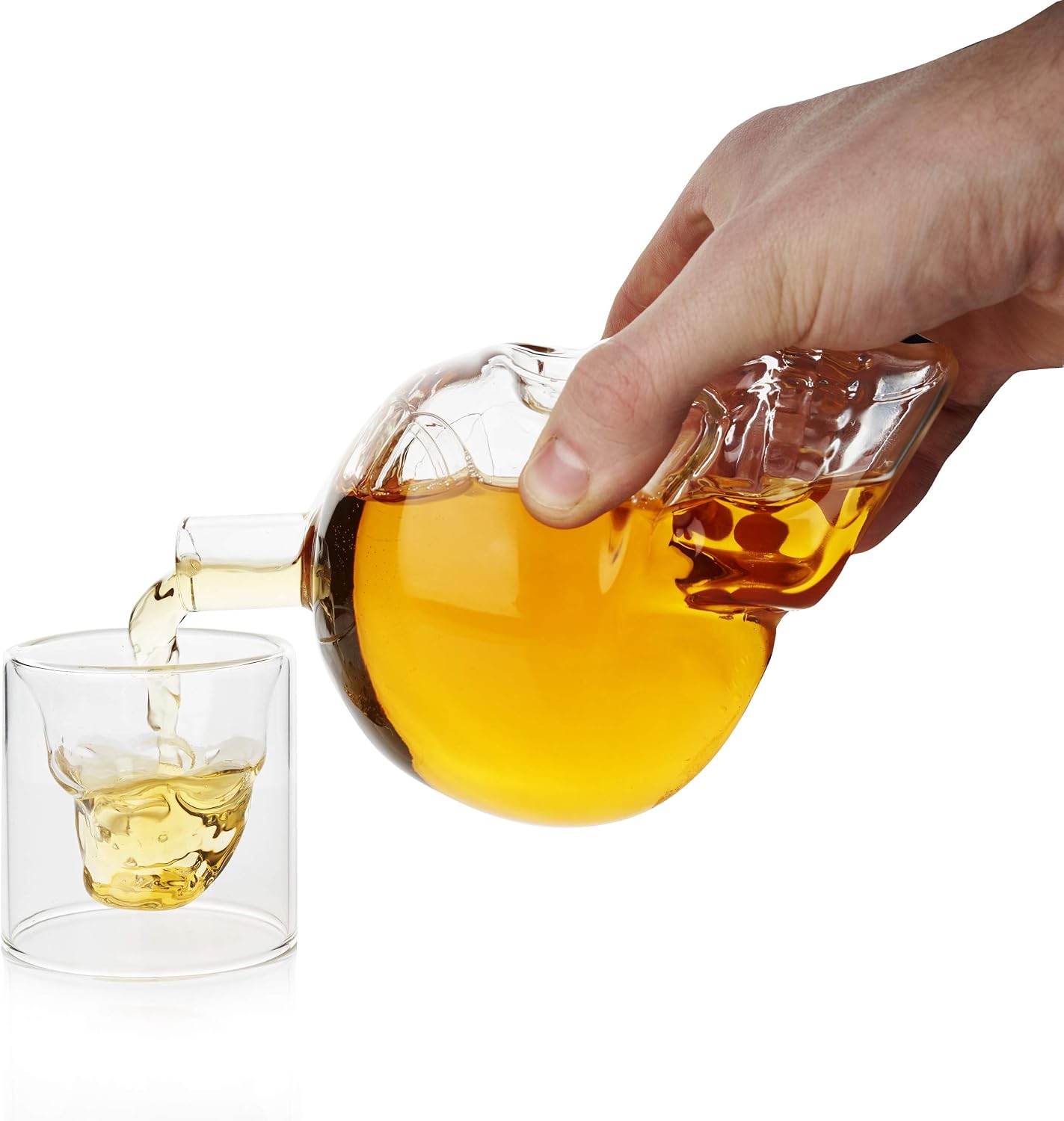 Oak & Steel, Skull Glass Decanter and 6 Skull Glass Shot Glasses, Premium Wine and Whiskey Dispenser - Image 5