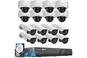 FORCOVR 4COVR PoE 16 Camera Security System for Business, AI Human Vehicle Detection, 8 Dome IK10 Vandal-Proof 8 Bullet 5MP Wired IP Camera IP67, Remote Access, 16 Channel 4K NVR with 4TB HDD, LYH54A5M1616