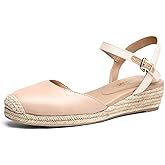 DREAM PAIRS Women's Closed Toe Elastic Ankle Strap Espadrilles Wedge Sandals