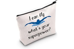 JNIAP Swim Makeup Bag Swimming Lover Cosmetic Bag Swim Team Gift I Can Fly What Is Your Superpower Swimmer Zipper Pouch (I can fly Bag)
