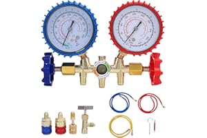 Shkalacar Refrigerant Charging Kit Diagnostic Tool Kit 3 Way HVAC Manifold Gauge Set with Hoses Quick Connectors Adapter Punc