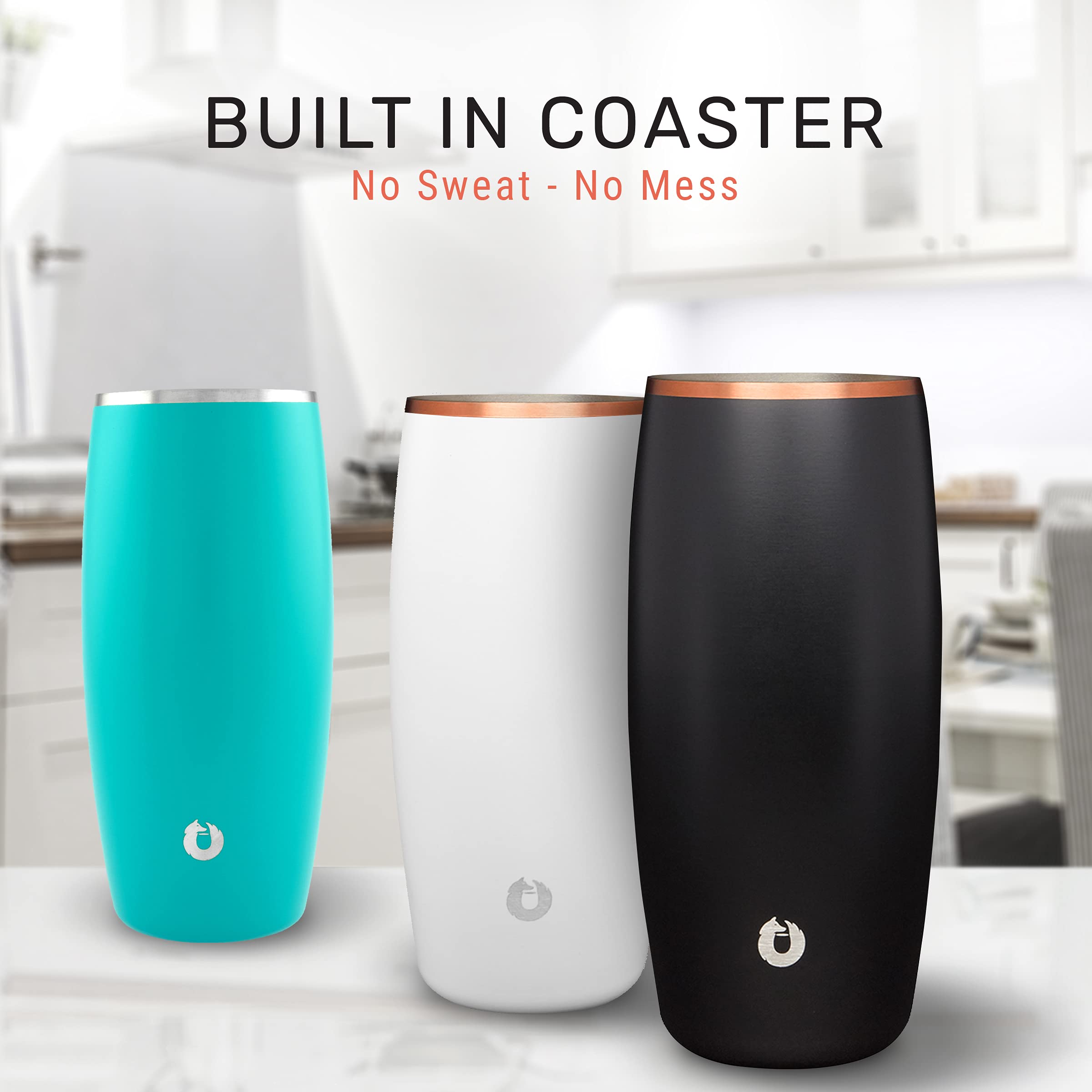 SNOWFOX Premium Vacuum Insulated Stainless Steel Beer Glass, Home Bar Accessories, Elegant Bartending, Lightweight Pint Glasses, Sleek Drinkware, Frosty Beverages Stay Cold, 18oz, Set of 2,Olive Grey