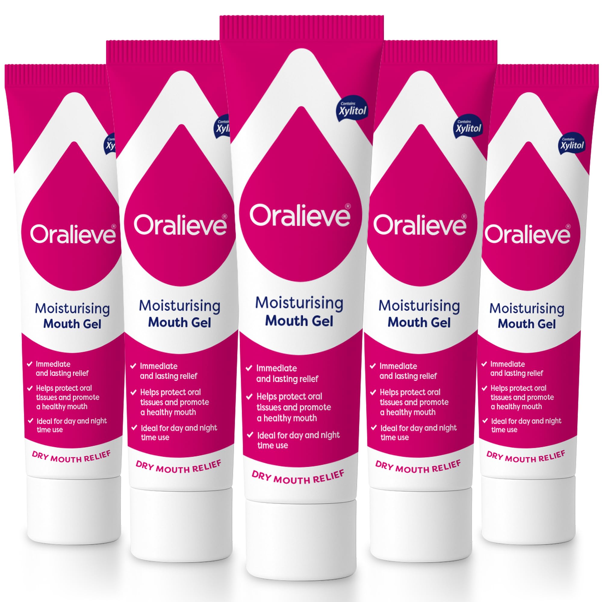 Oralieve Moisturising Dry Mouth Relief Gel (5 x 50ml), Hydrating Gel for Sore, Dry, Sensitive Mouths with Xylitol to Protect Teeth – Genuine Oralieve Solution