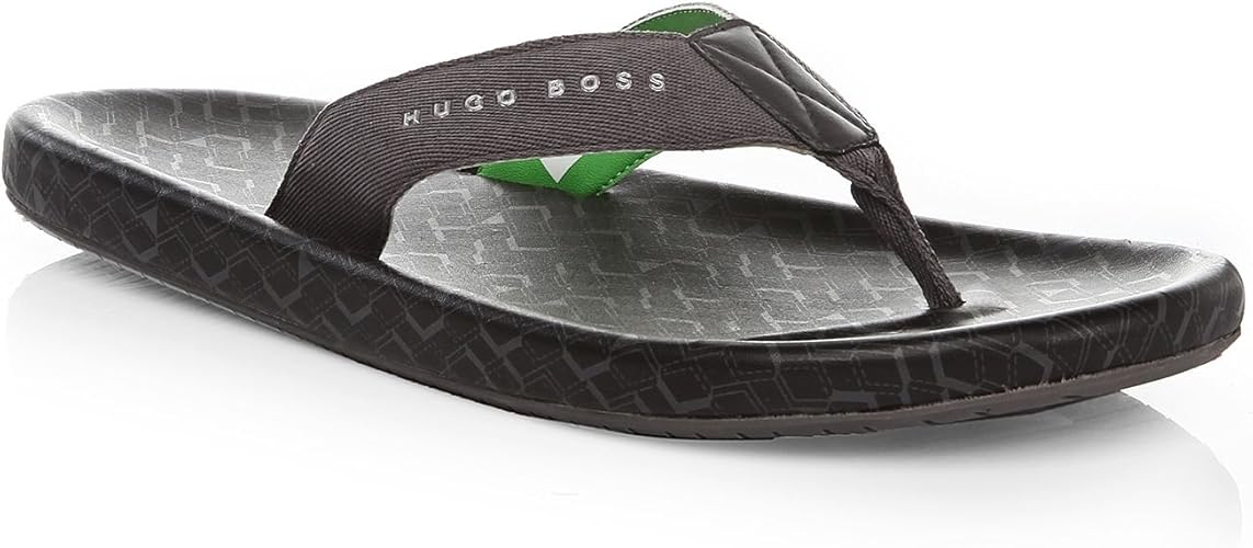 Amazon.com | Hugo Boss Men Toe-separator sandals with logo straps: 'Shoreline Sunshine' Black 