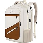 MATEIN 17.3 Inch Womens Laptop Backpack, Water Resistant Work Business Backpack with Multiple Pockets Fits 17 Inch Computer Notebook, Spacious Commute Bag TSA Approved and Comfortable, Beige Brown