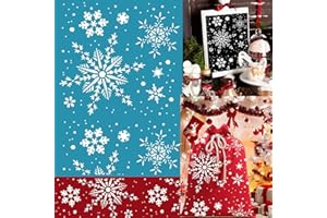 Alinacutle Snowflake Pattern Silkscreen Stencil,Reusable Self-Adhesive Silk Screen Printing, Sentiments Template,for Printing on Wood/Fabric/Paper Christmas Gifts 8.5" x 11"