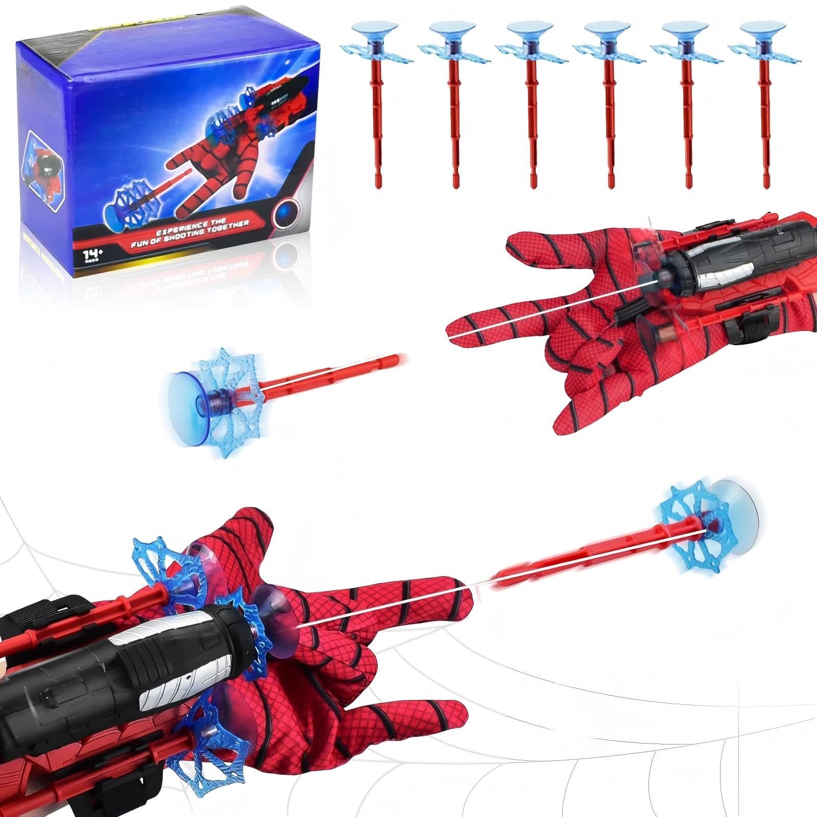 2 Pcs Spider Web Shooter for Kids Age 3-14, Super Hero Interactive Fun Kids Educational Spider Launcher Toys with 6 Suction Cup Darts for 3-12 Year Old Boys Girls Costume Cosplay Gift