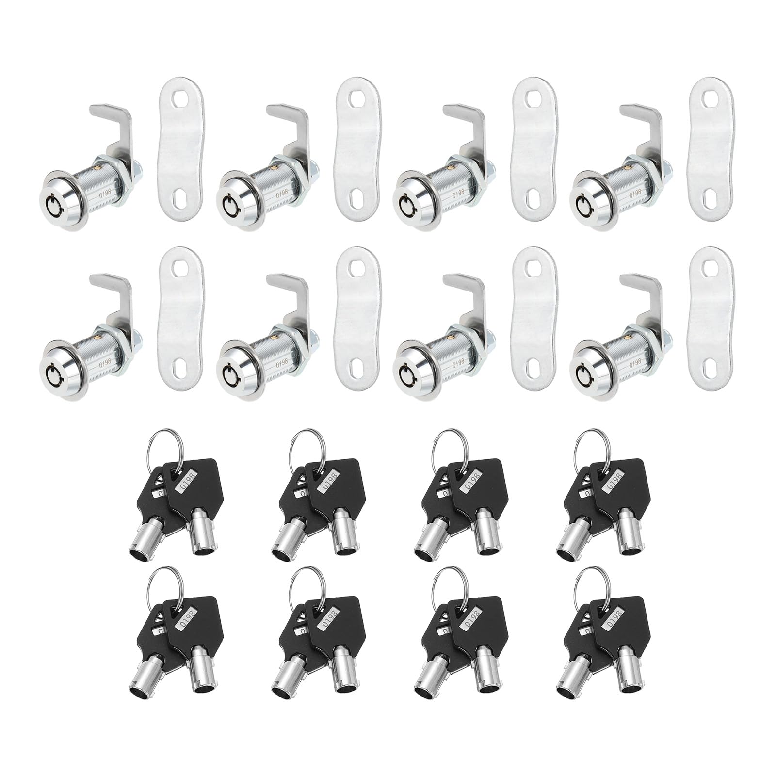 PATIKIL 1-1/8 Inch Cabinet Locks with Key, 8 Pack Cam Replacement Lock Cylinder Toolbox Lock Keyed Alike for RV Drawer Storage Cart Mailbox Compartment Door Tool Lock, Silver