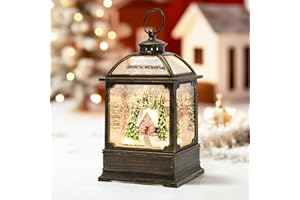 GLEXPFESTI Christmas Snow Globe Lantern with 8 Music Songs & 6H Timer Water Snow Globe Lantern USB & Battery Operated for Christmas Festival Decorations Gifts (House)
