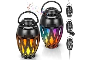 Boopp Flame Lamp Speaker, Outdoor Speakers with Multicolor Lights, Waterproof Torch Lantern Christmas Decorations for Patio/Pool/Camping Cool Gadgets Unique Gifts for Men Him Dad
