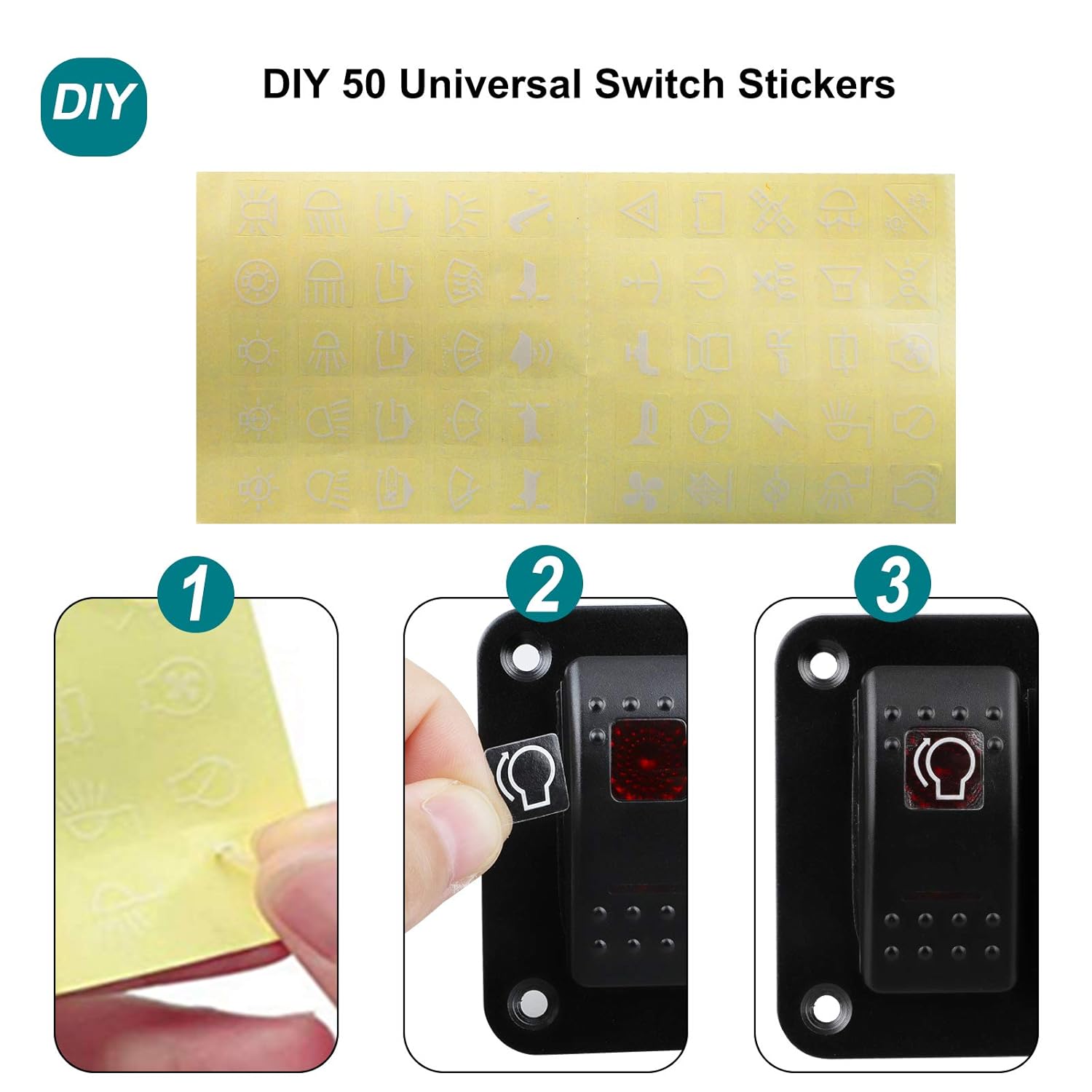 Pre-Wired Rocker Switch Aluminum Panel 6 Gang Toggle Switches Dash 5 Pin ON/Off 2 LED Backlit for Boat Car Marine