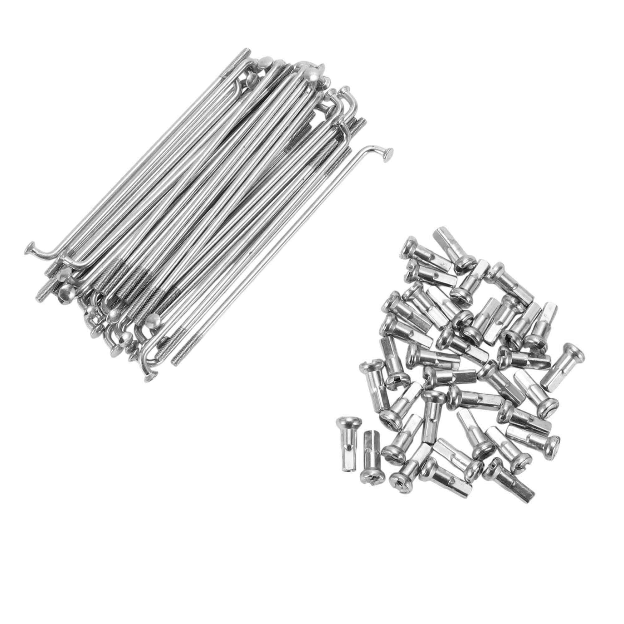 A ABSOPRO Bike Bicycle Spokes 14G 85MM Mountain Bike Spokes Carbon Steel Silver Tone 36Pcs